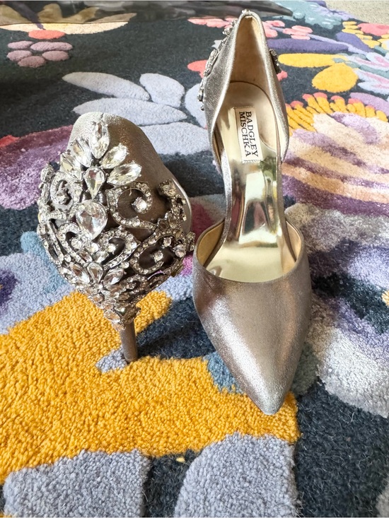 Badgley Mischka Shoes - Badgley Mischka Silver Crystal-Embellished Stiletto Heels size 8 worn once